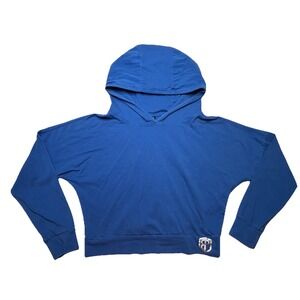 Born Primitive Cropped Athletic Hoodie Blue Open Back Training Sweatshirt Size M